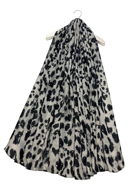 Gold Foiled Leopard Print Scarf