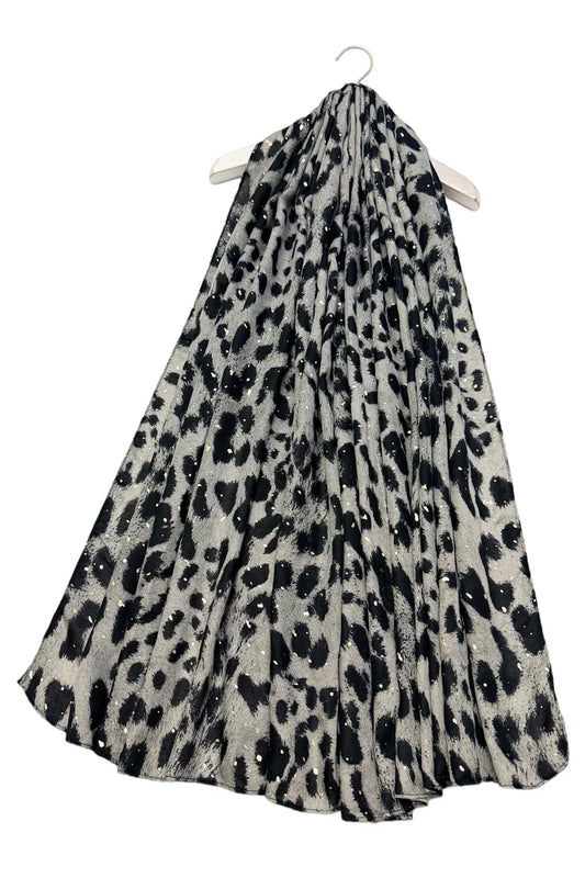Gold Foiled Leopard Print Scarf