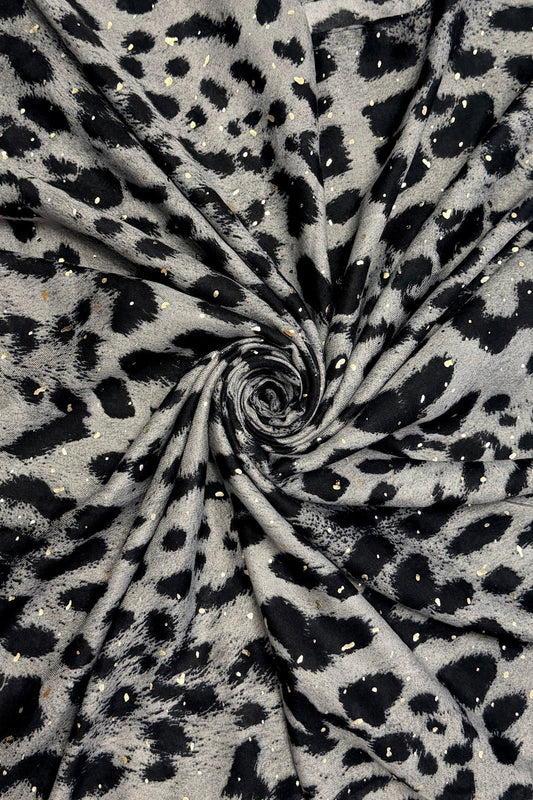 Gold Foiled Leopard Print Scarf