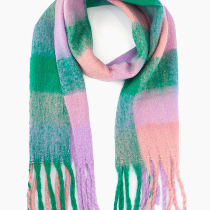 Allie Cosy Winter Scarf | Green / Lilac