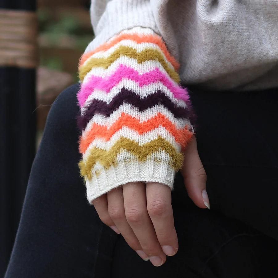 Bright Mix Chevron Wrist Warmers