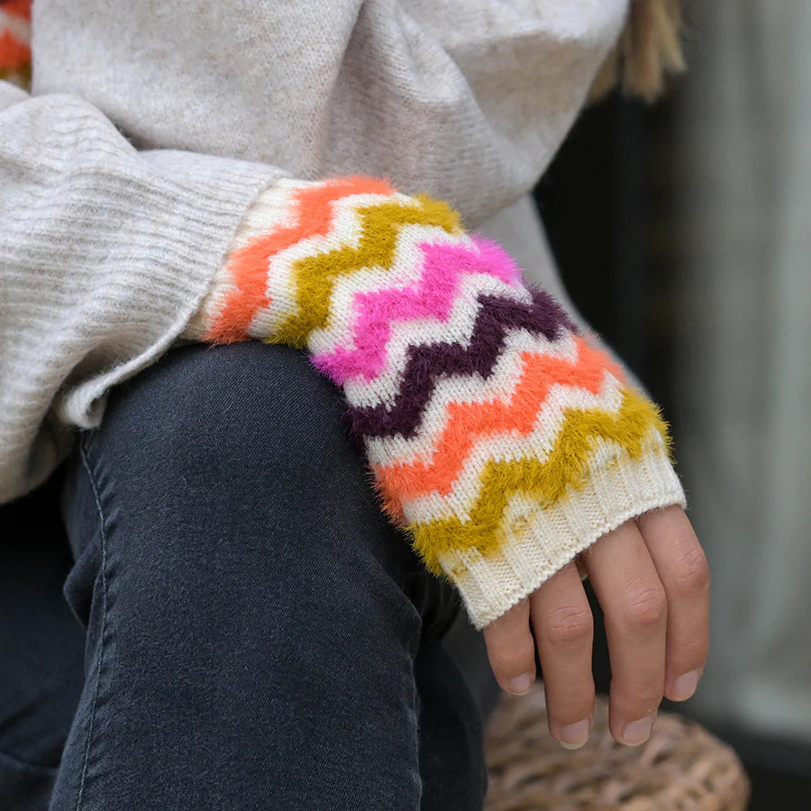 Bright Mix Chevron Wrist Warmers