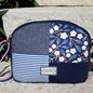 Spring Floral Patchwork Half Moon Crossbody Bag | Blue / Pink