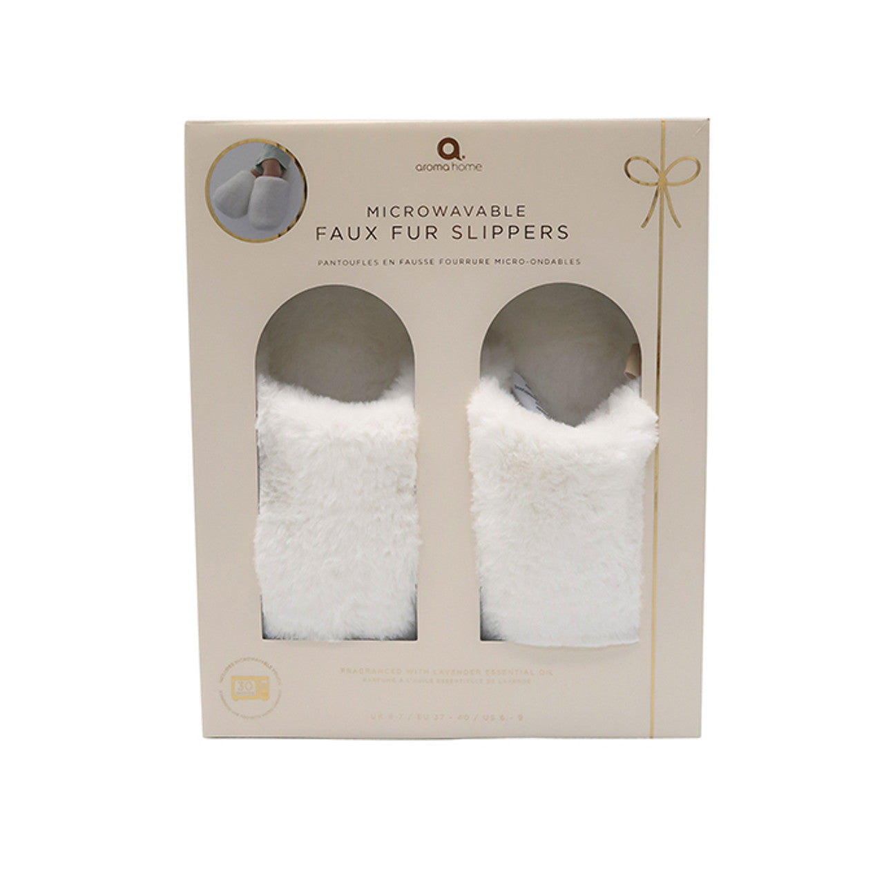 Aroma Home Cream Faux Fur Microwaveable Mule Slippers