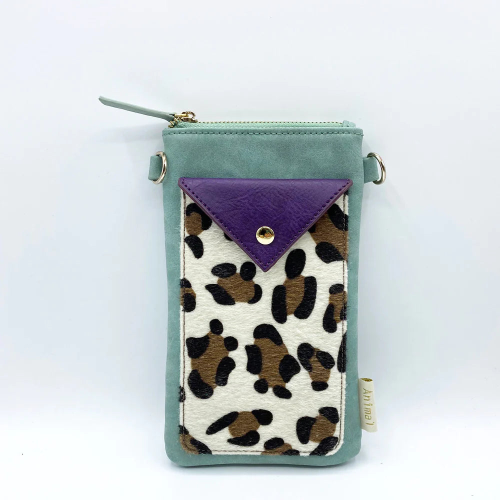 Animal Print Purple Leoaprd Print Phone Wallet