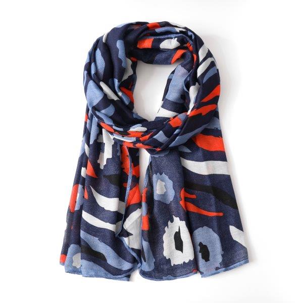 Eco Style Scarf | Animal Print Navy