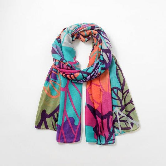 Eco Style Scarf | Autumn Leaves Purple