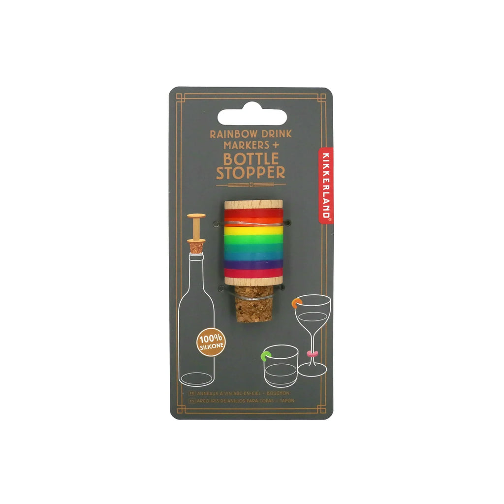 Rainbow Wine Rings & Stopper