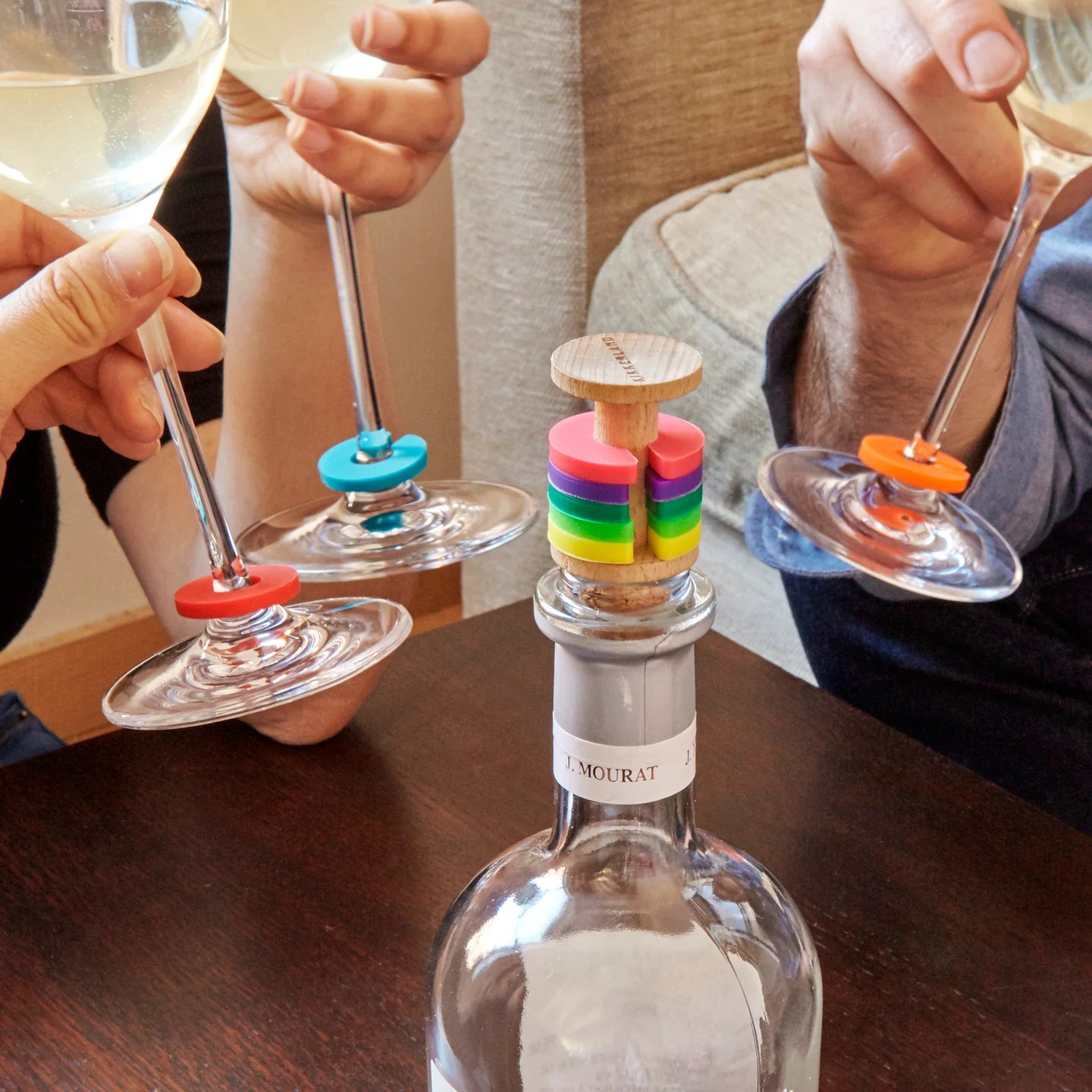 Rainbow Wine Rings & Stopper