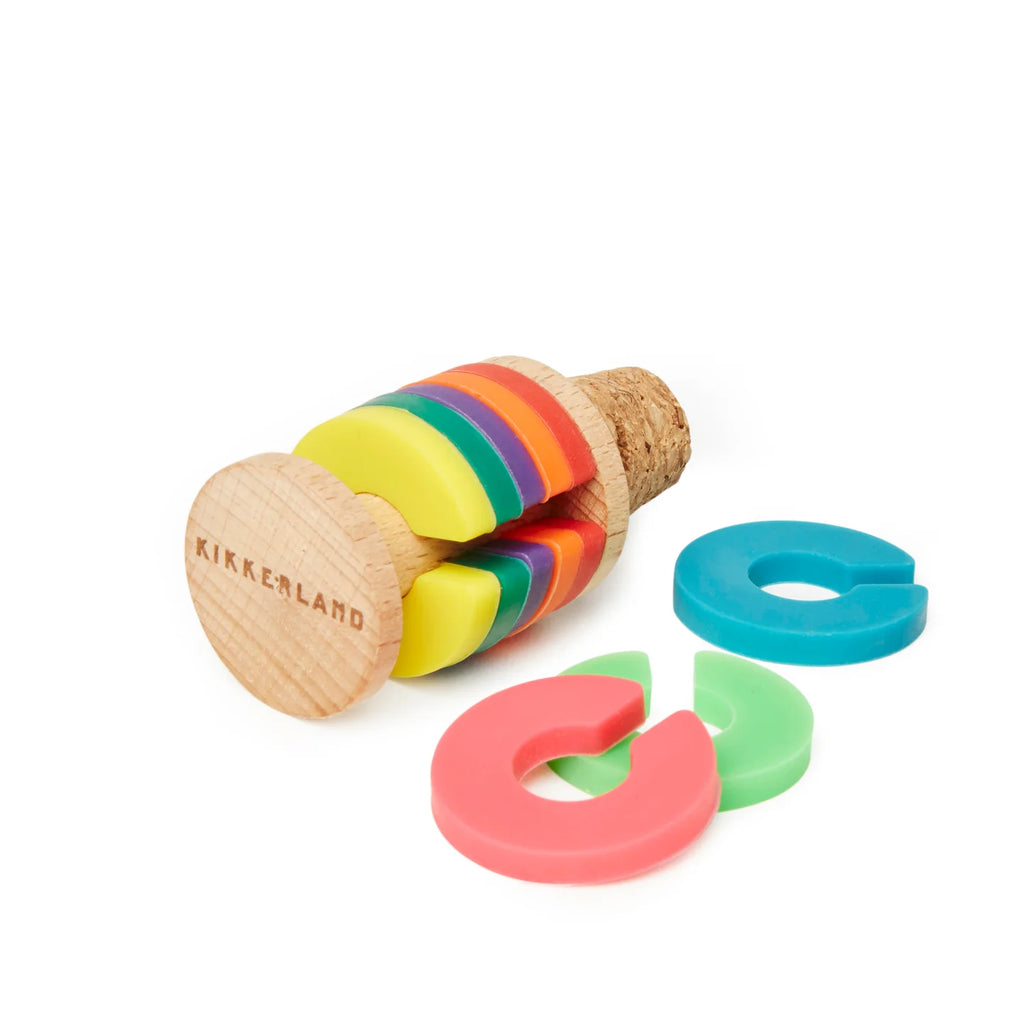 Rainbow Wine Rings & Stopper