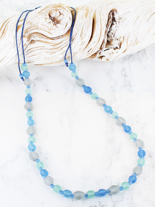 Recycled Glass Necklace | Sky