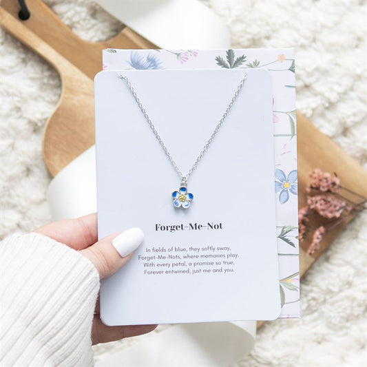 Forget Me Not Flower Necklace & Card