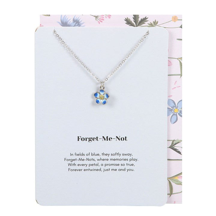 Forget Me Not Flower Necklace & Card