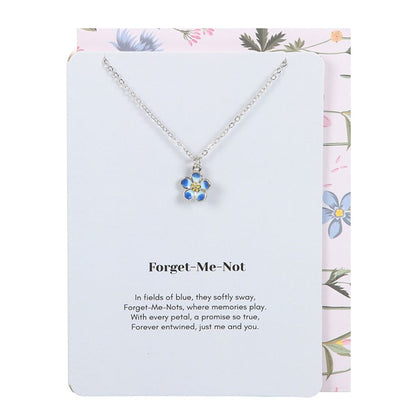 Forget Me Not Flower Necklace & Card