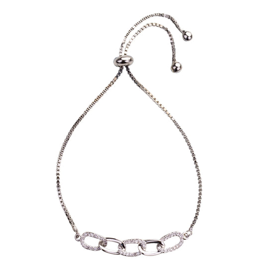 Cubic Zirconia Crystal Linked Drawstring Bracelet