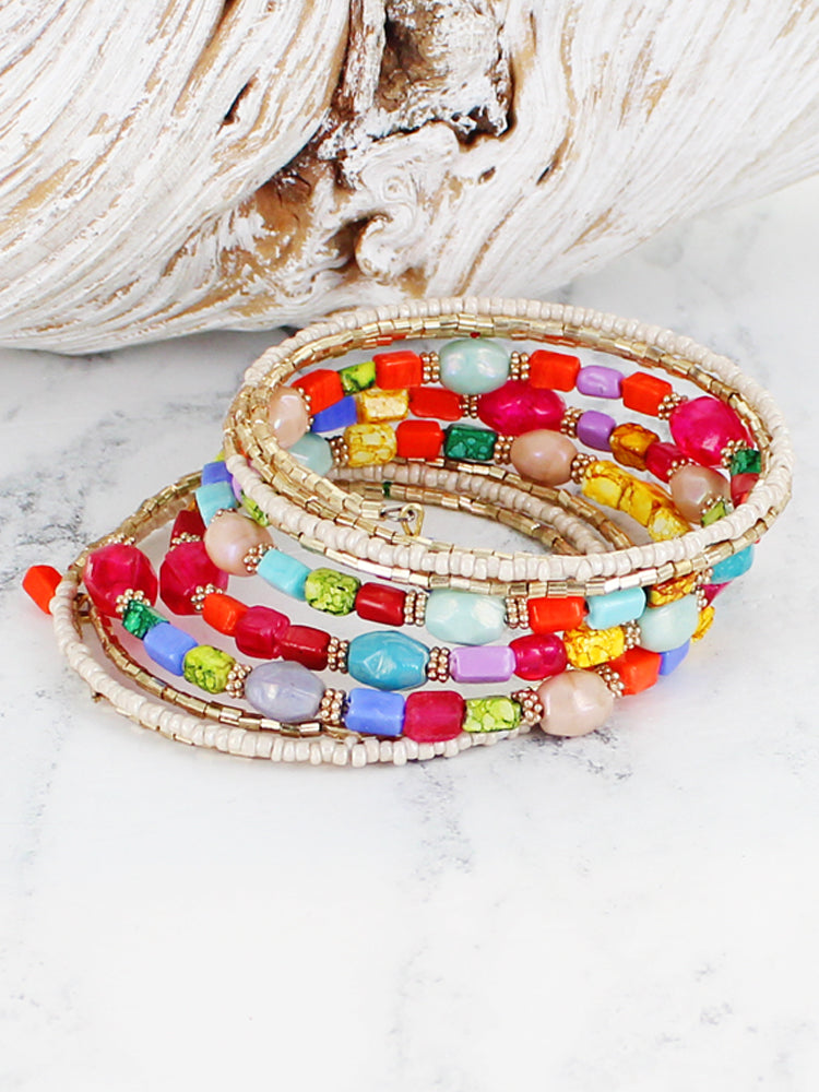 Beaded Spiral Bracelet | Multi Colour