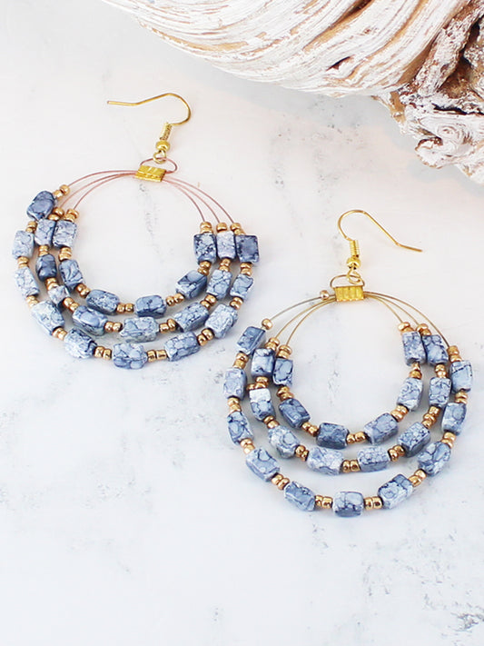 Beaded Hoop Earrings | Grey