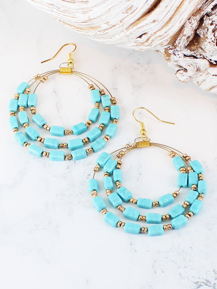 Beaded Hoop Earrings | Turquoise