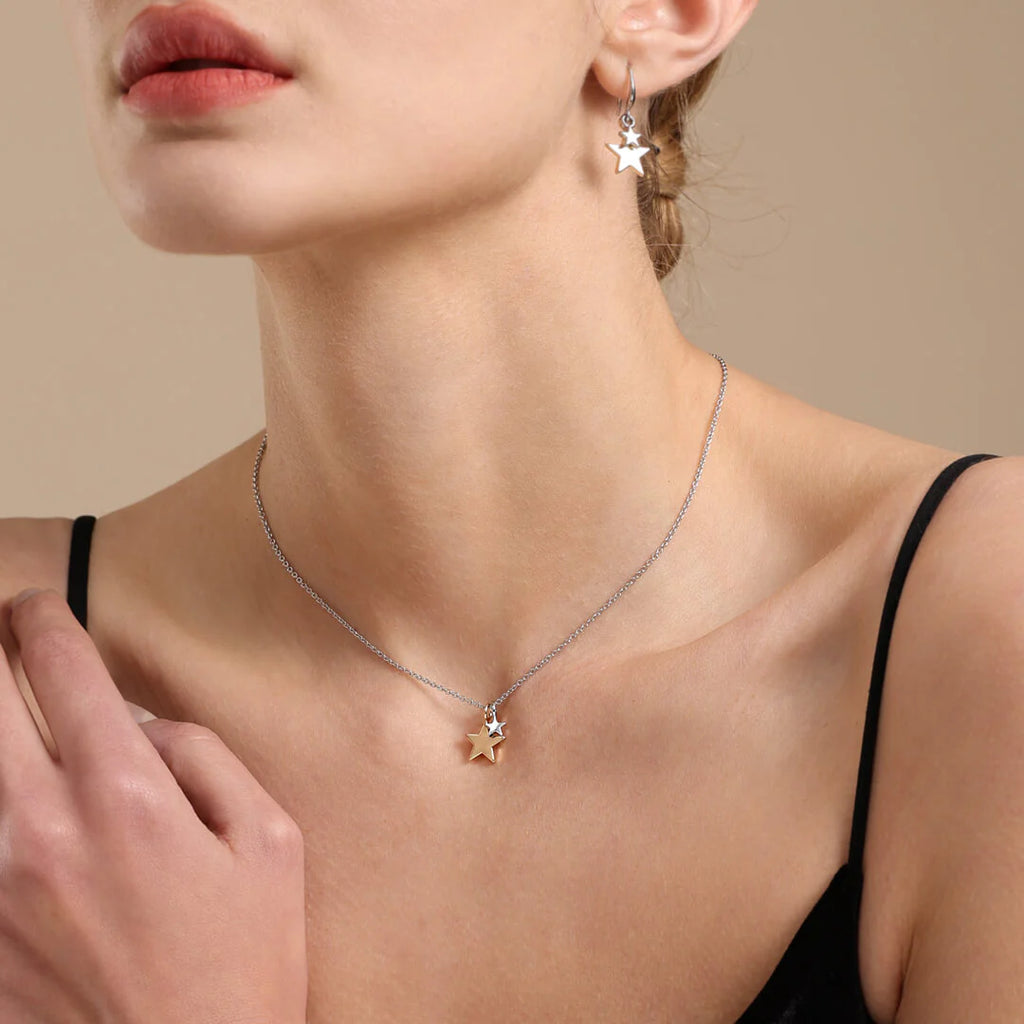 Kiera Mixed Star Two Tone Necklace