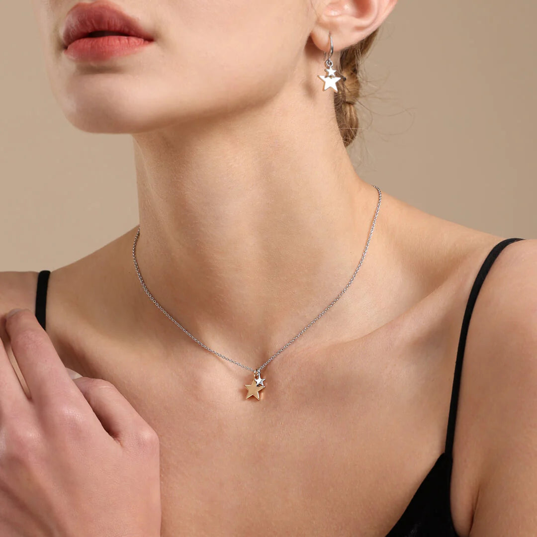Kiera Mixed Star Two Tone Necklace