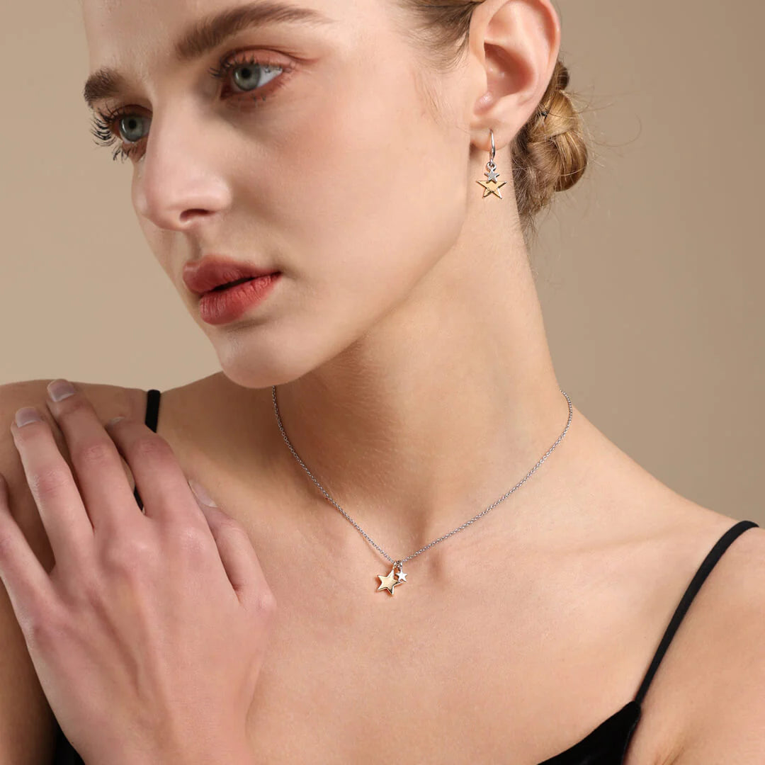 Kiera Mixed Star Two Tone Necklace