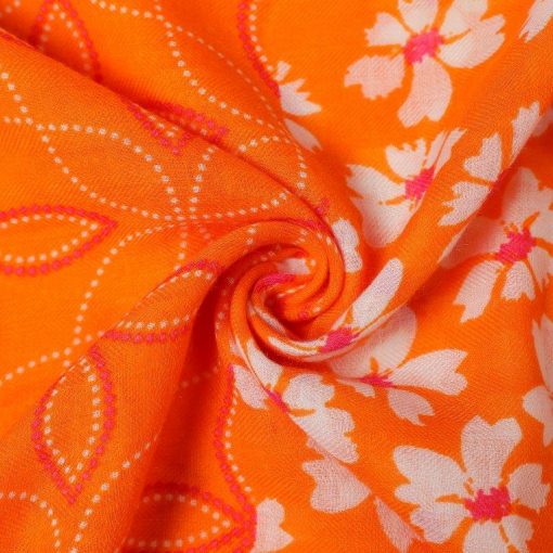 Eco Style Scarf Dots & Flowers | Orange