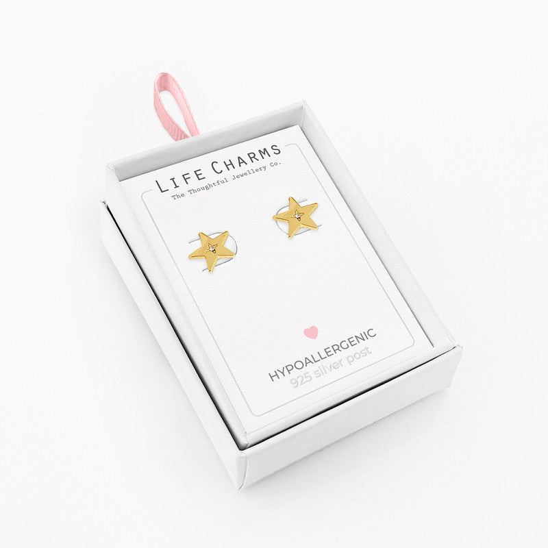 Life Charms | Gold Star With Starburst Stud