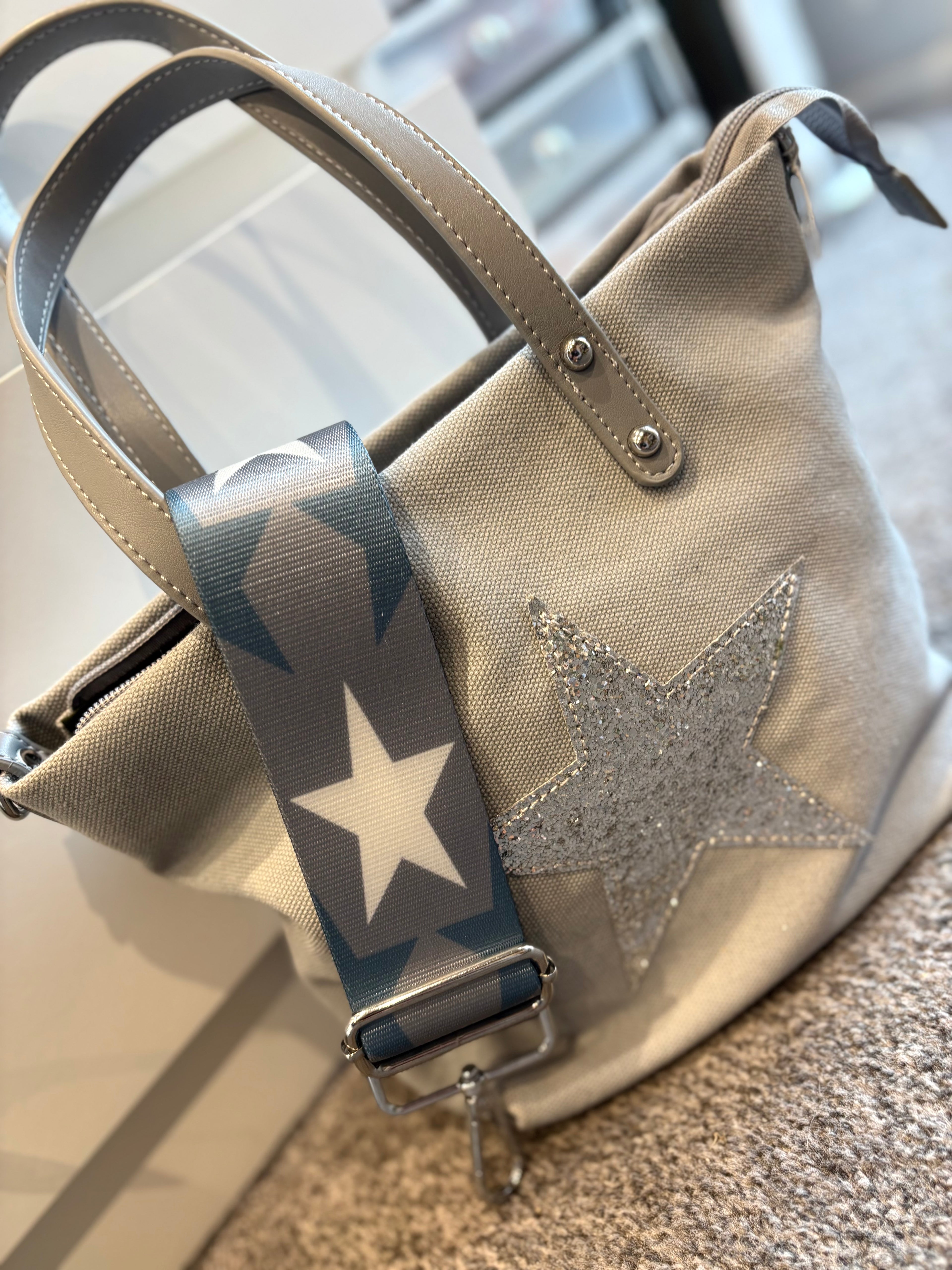 Grey Star Grab Bag With Strap
