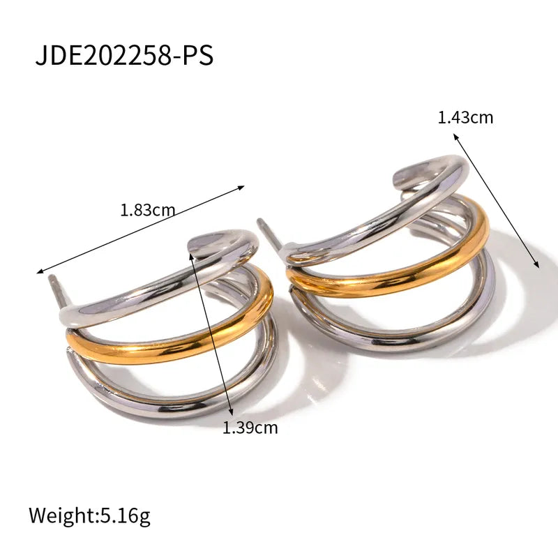 C Shape 3 Hoop Earring