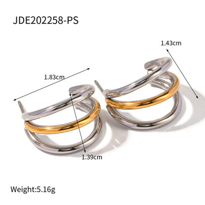 C Shape 3 Hoop Earring