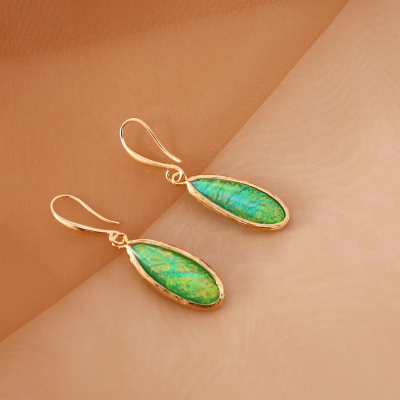 Water Droplet Earrings | Green