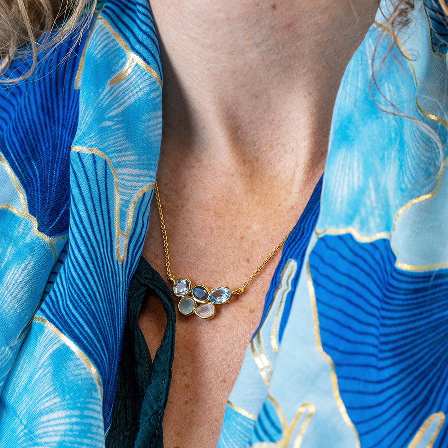 Multi Gemstone Cluster Necklace