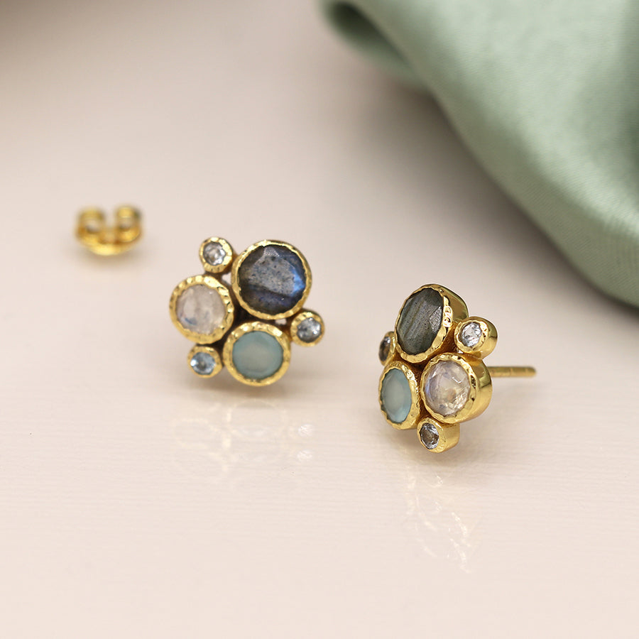 Multi Gemstone Cluster Earrings