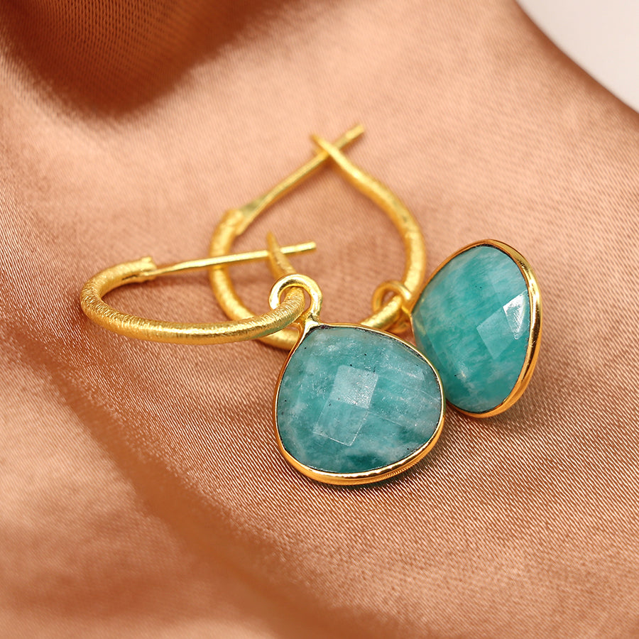 Amazonite Teardrop Hoop Earrings