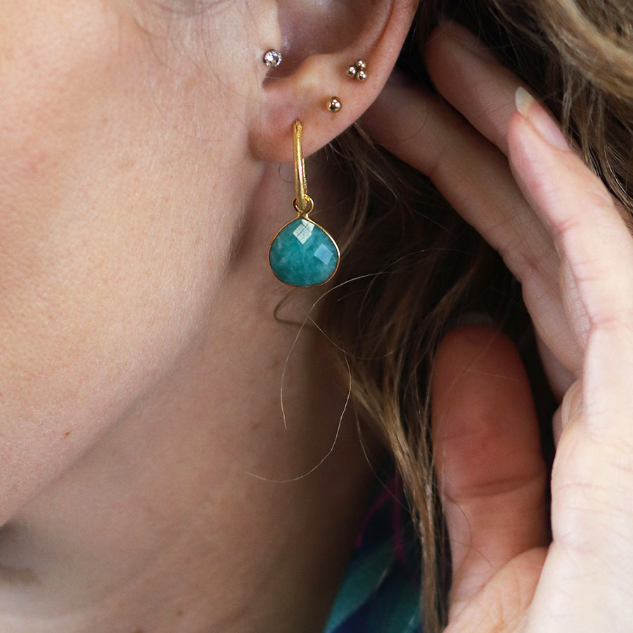 Amazonite Teardrop Hoop Earrings