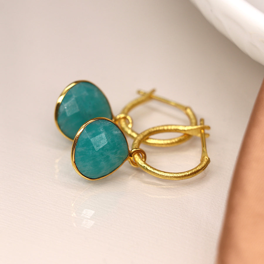 Amazonite Teardrop Hoop Earrings