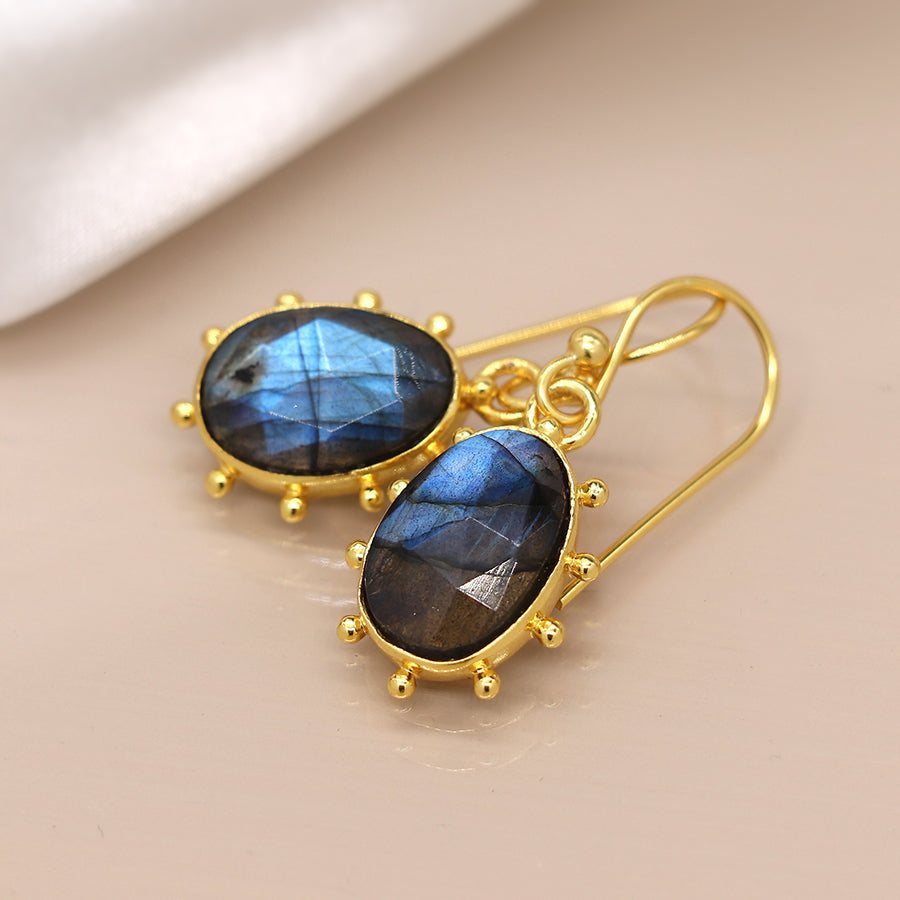 Fancy Edge Labradorite Earrings