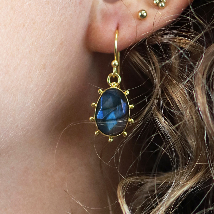 Fancy Edge Labradorite Earrings