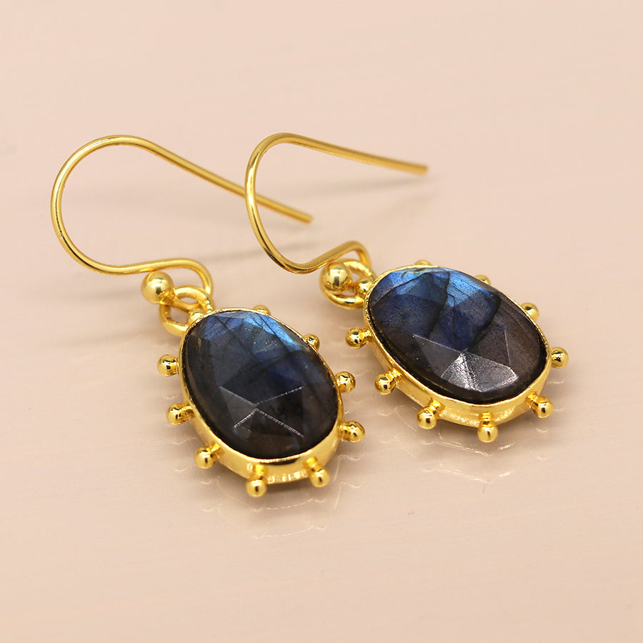 Fancy Edge Labradorite Earrings