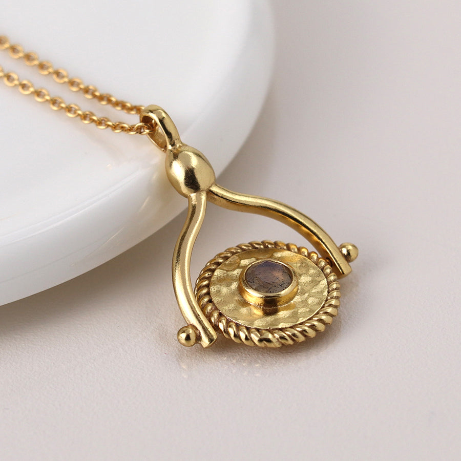 Wishbone Amulet & Labradorite Necklace