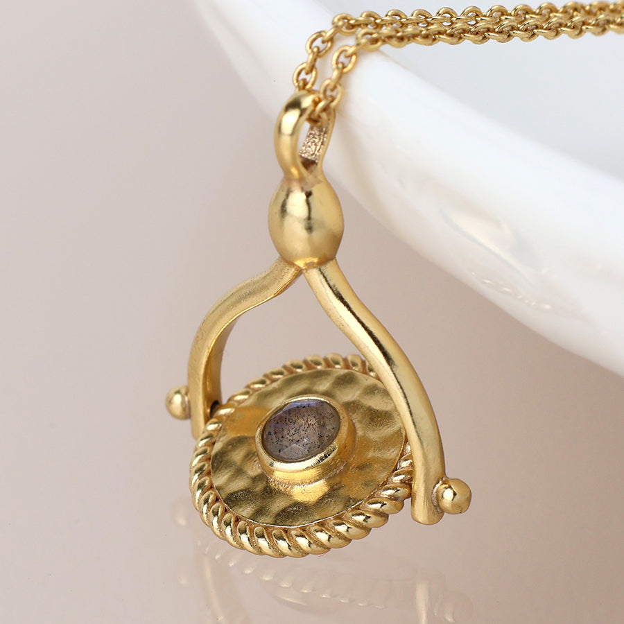 Wishbone Amulet & Labradorite Necklace