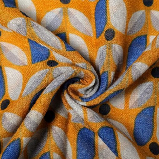 Eco Style Scarf | Geometric Leaves Yellow