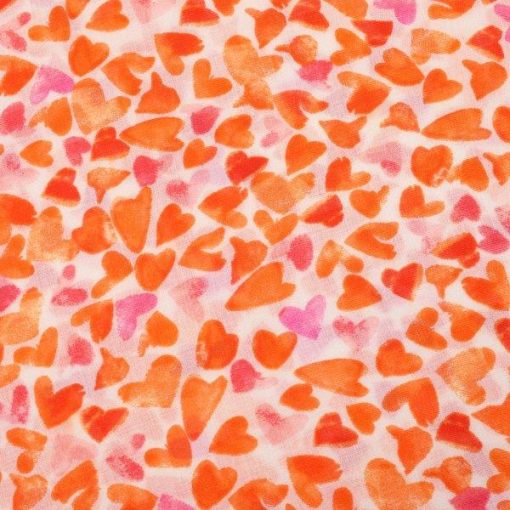 Hearts Print Scarf | Orange