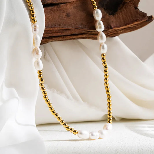 Handmade Freshwater Pearl Beaded Necklace | Cluster