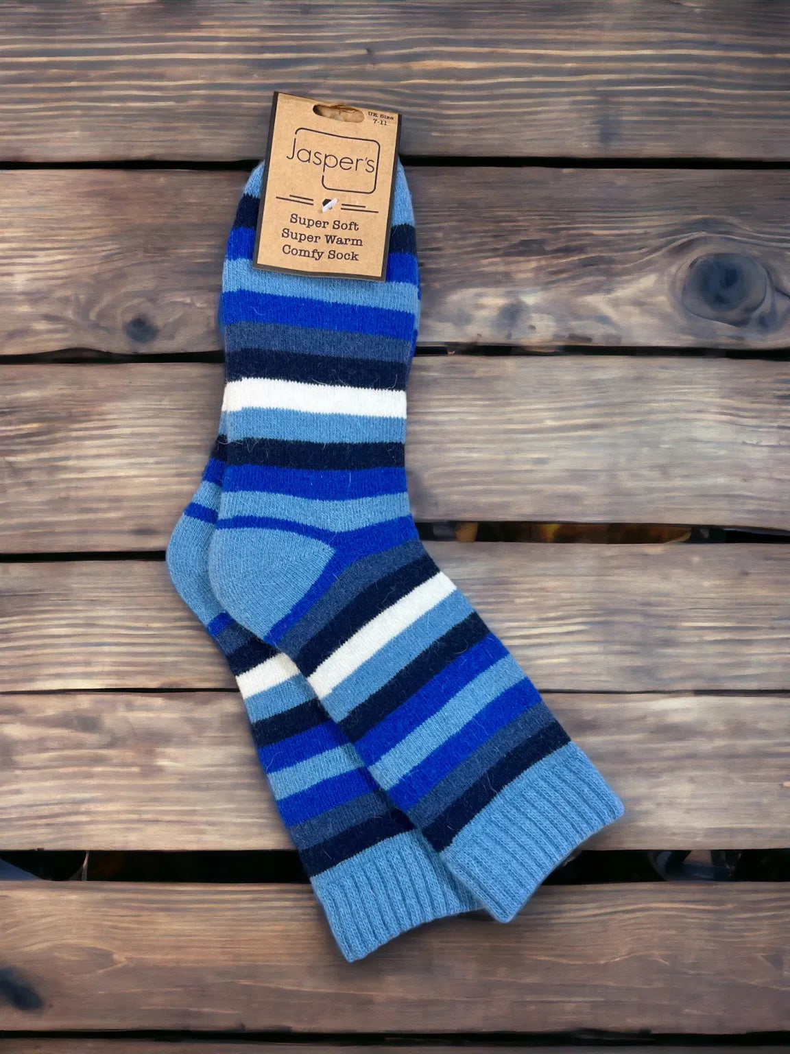 Mens Multi Striped Cosy Socks Blue