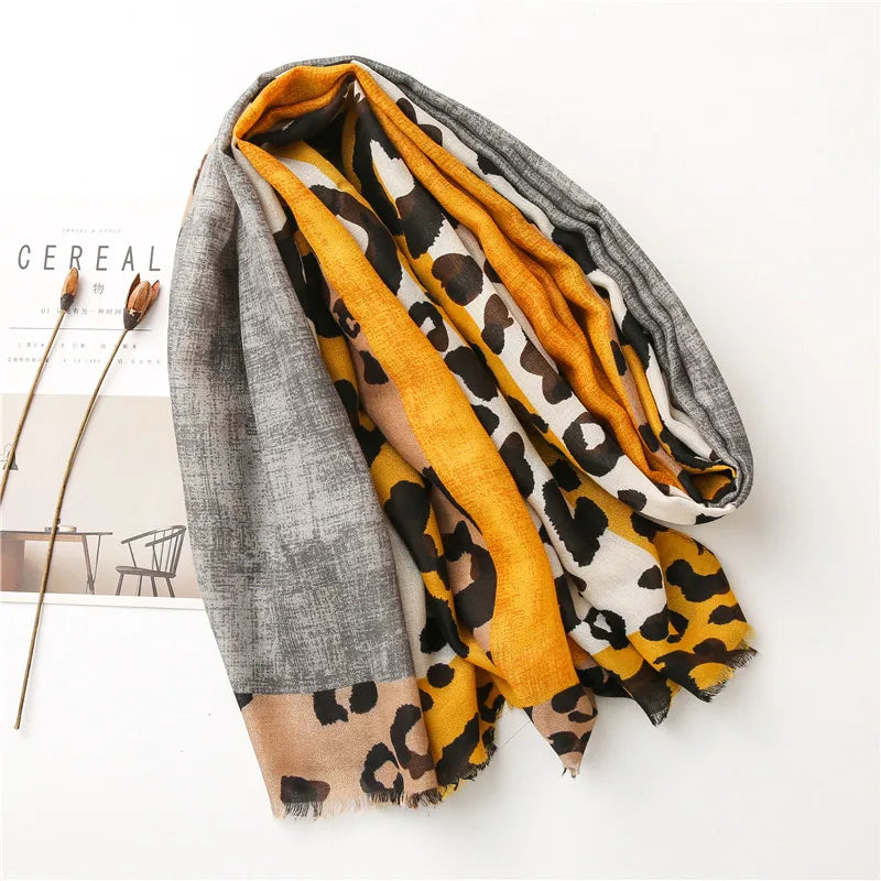 Classic Leopard Print Scarf | Mustard