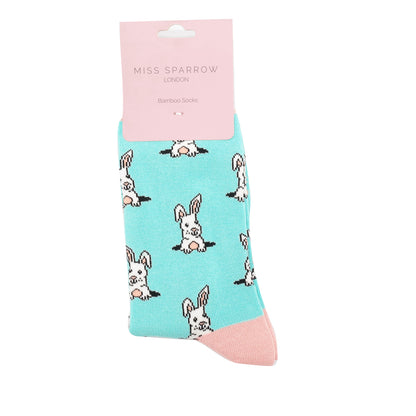 Bamboo Socks | Peek A Book Bunnies Aqua