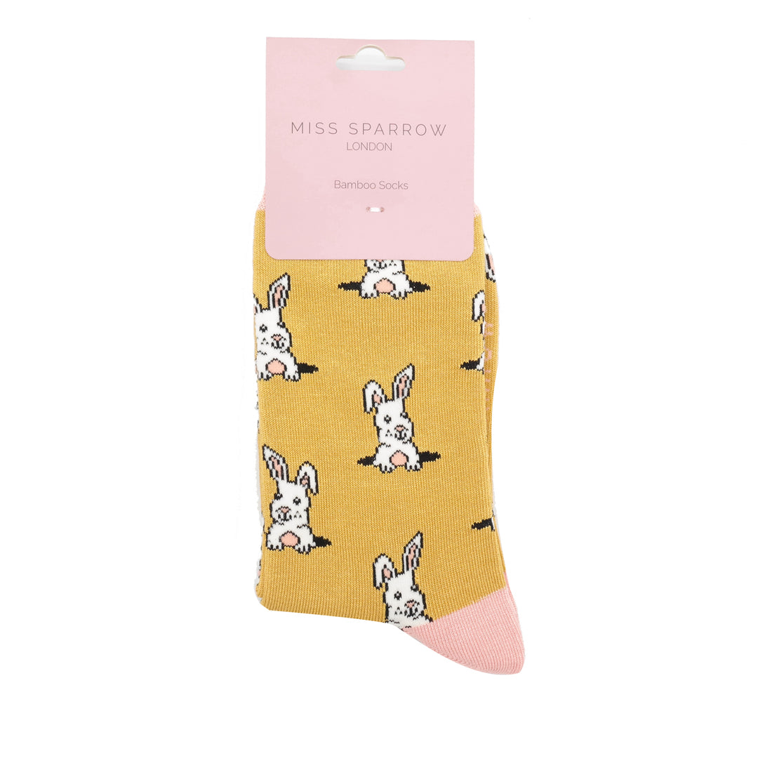 Bamboo Socks | Peek A Book Bunnies Yellow