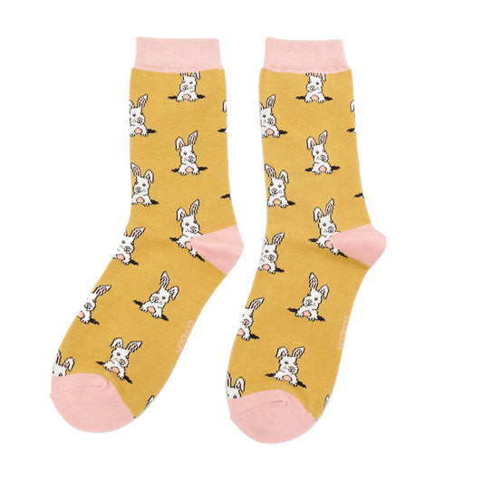 Bamboo Socks | Peek A Book Bunnies Yellow