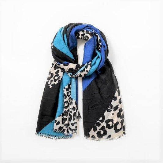 Leopard Print Scarf | Blue